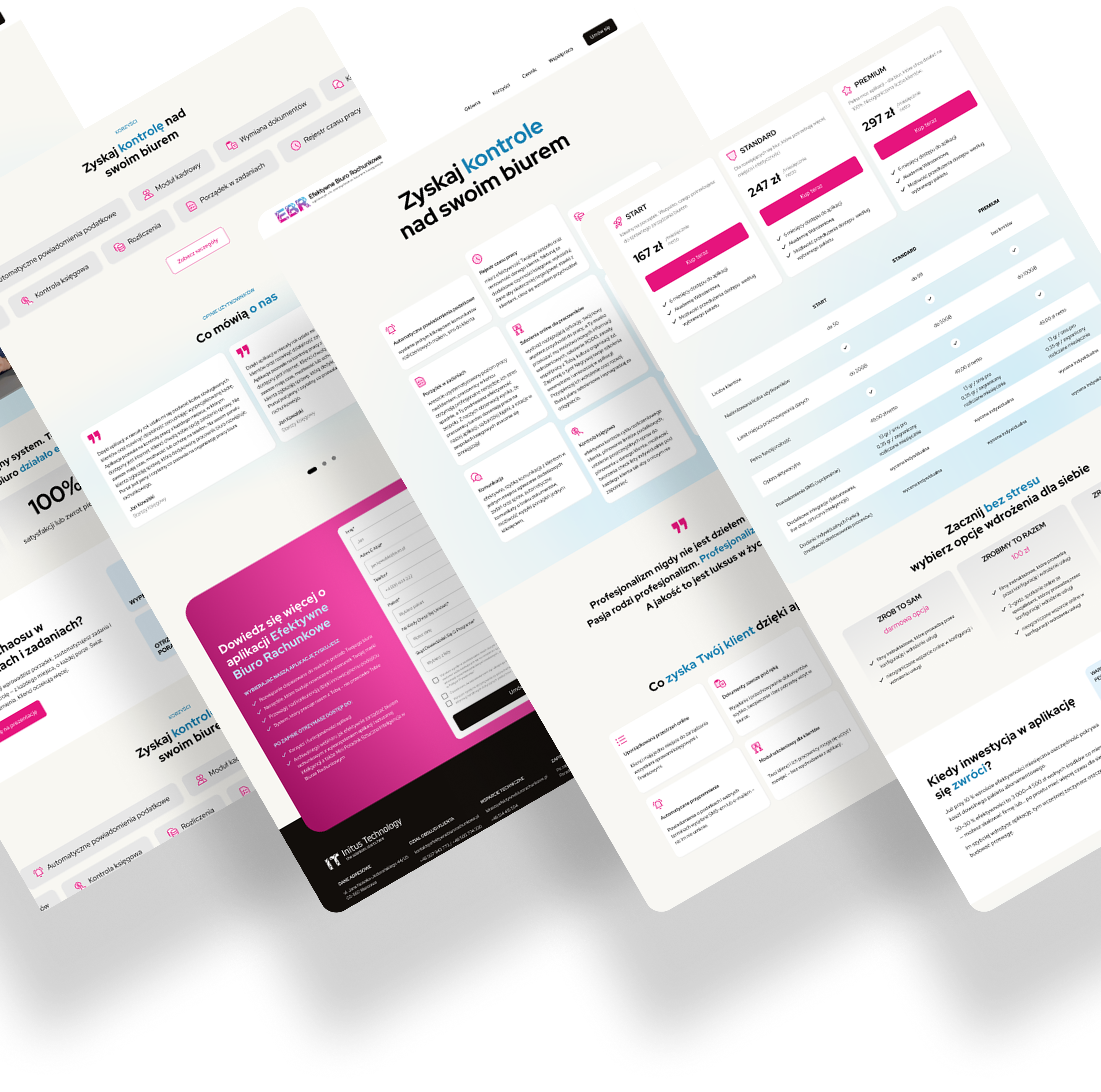 A set of redesigned EBR screens: benefits, Start/Standard/Premium pricing, form, and onboarding options