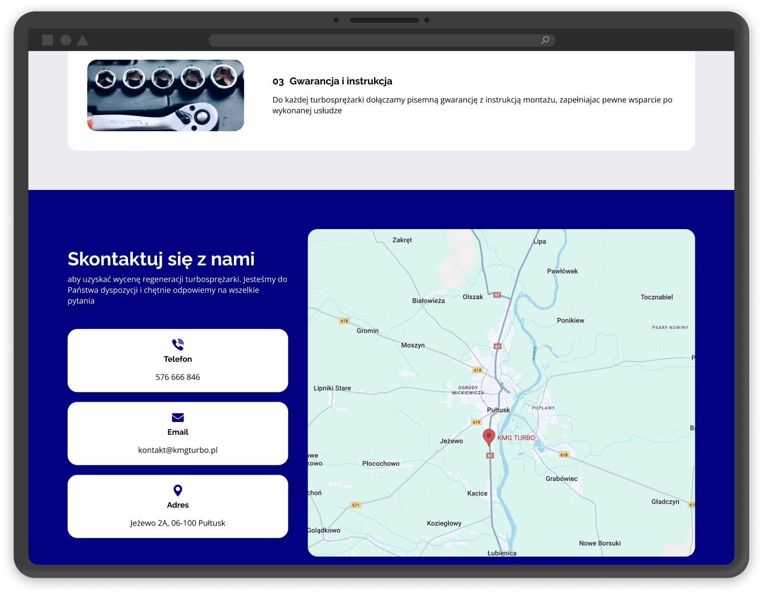 KMG Turbo — business website — 4